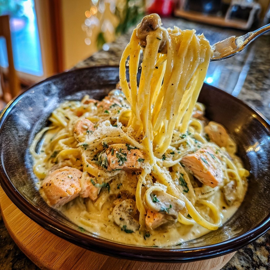 Stroganoff-Style Salmon Pasta
