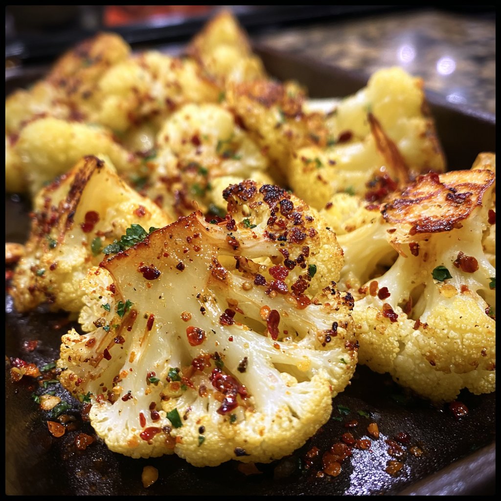 Spicy Garlic Roasted Cauliflower